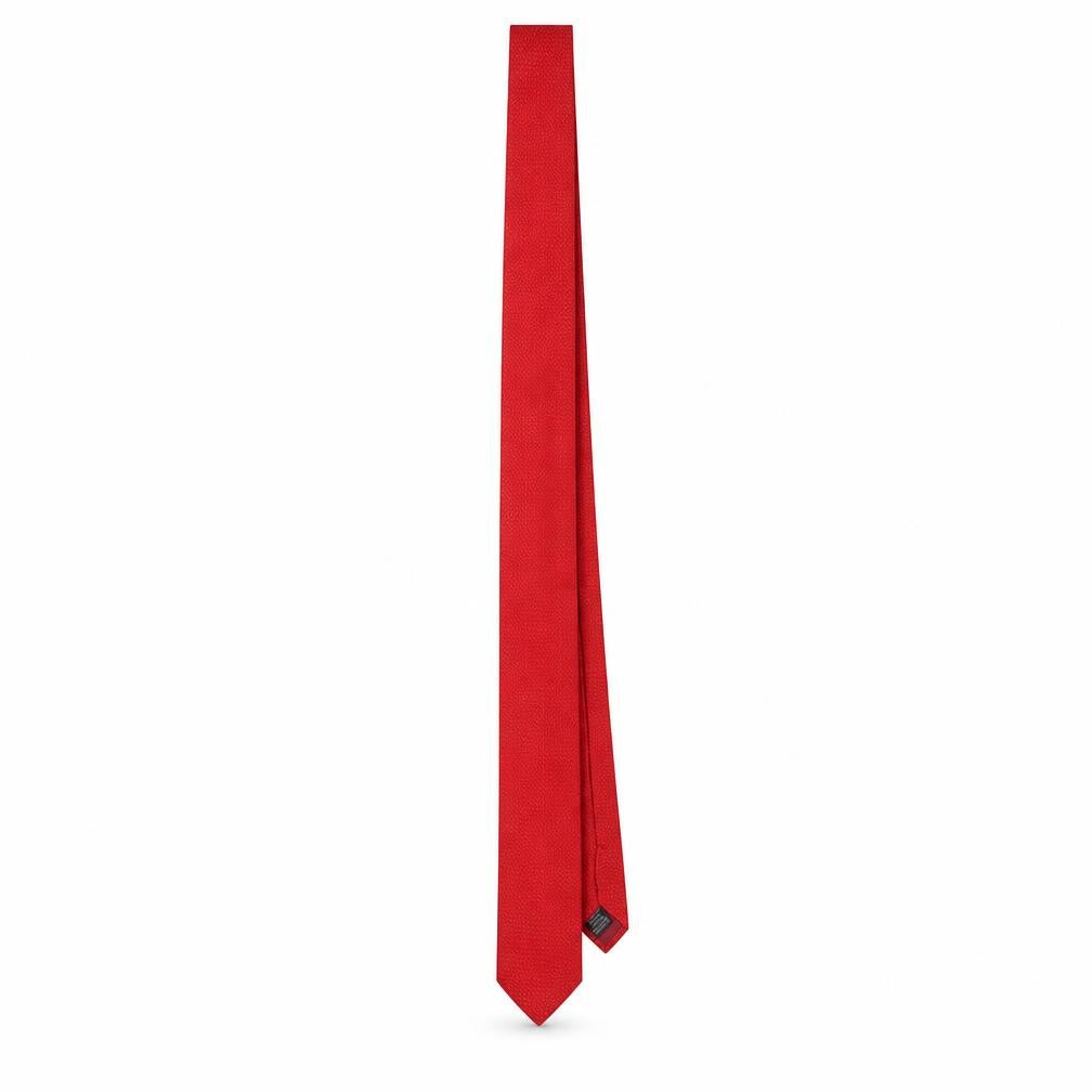 Front view of Moss London Men's Red Slim Geometric Tie