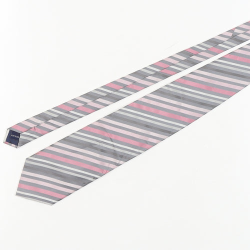 Jasper Conran Men's Grey Pink Striped Silk Tie