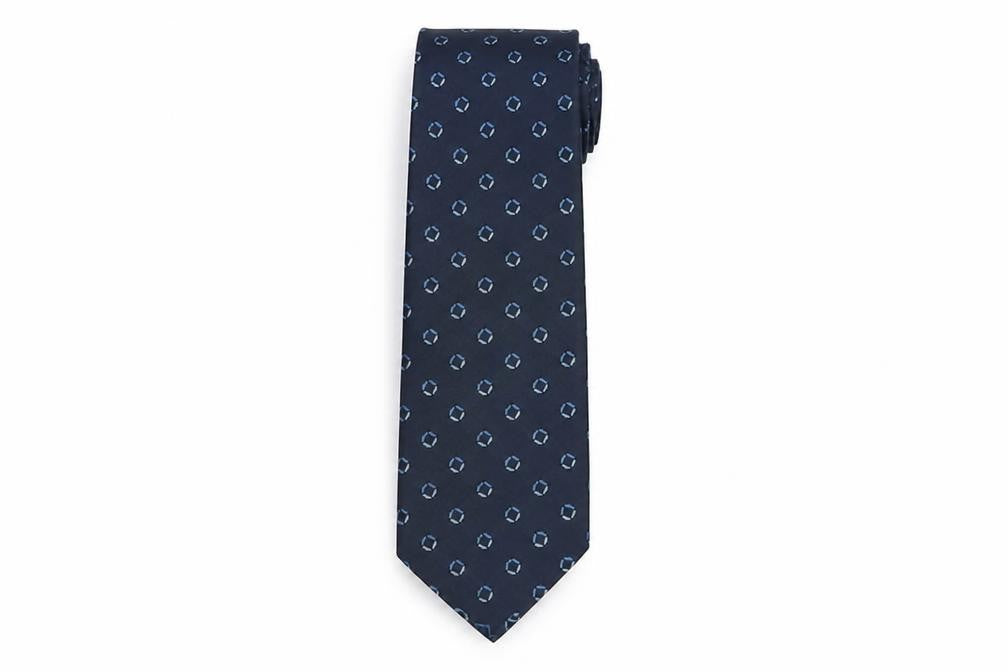Front view of Moss Men's Blue Geometric Silk Tie