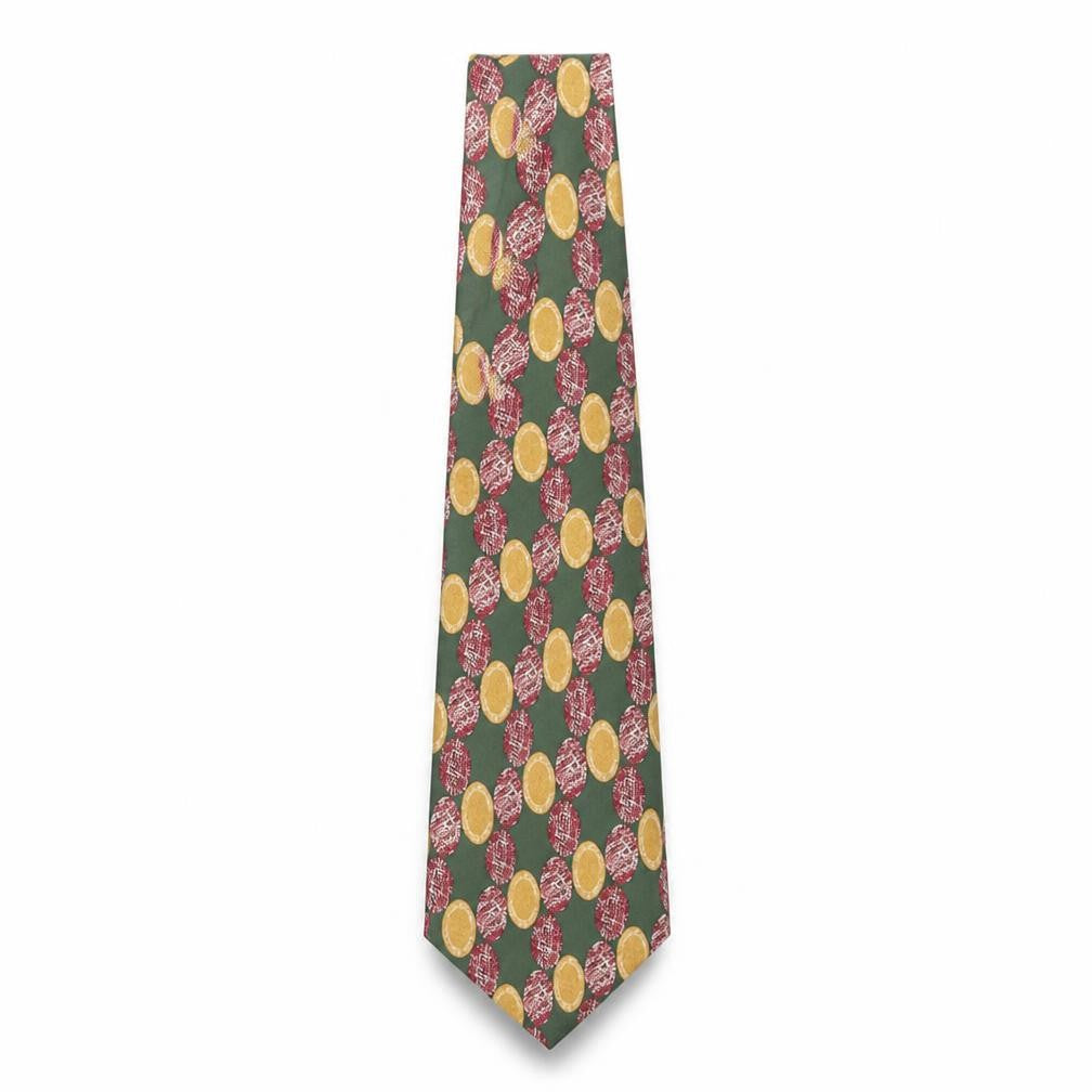 Front view of Bäumler Green Silk Geometric Men's Tie - One Size