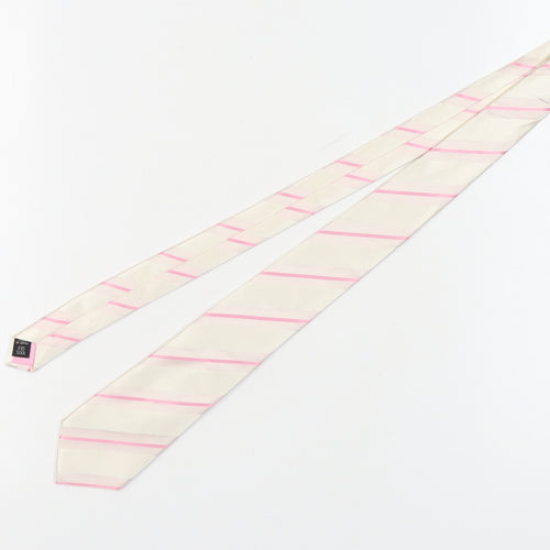 Jeff Banks Men’s Ivory Pink Striped Silk Tie