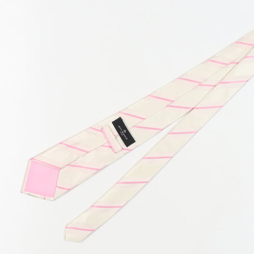Jeff Banks Men’s Ivory Pink Striped Silk Tie