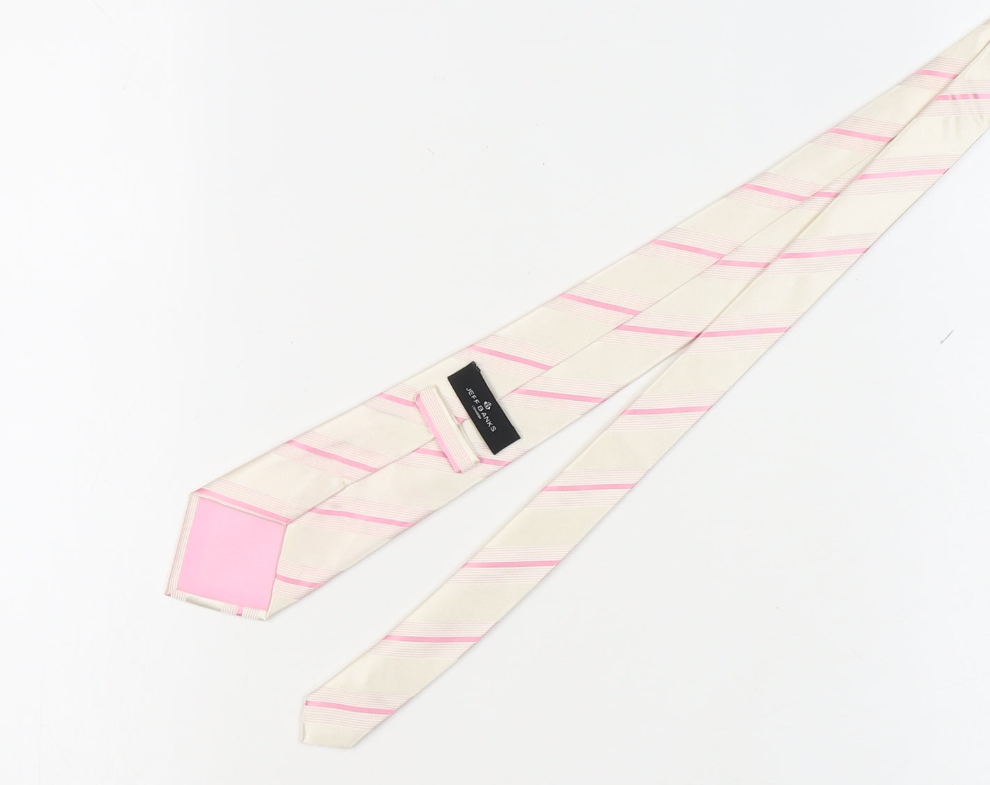 Jeff Banks Men’s Ivory Pink Striped Silk Tie