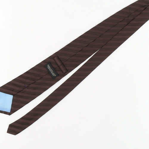 Dehavilland Men's Brown Striped Silk Tie