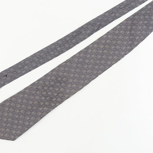 Marks and Spencer Men's Grey Silk Tie Geometric Pattern