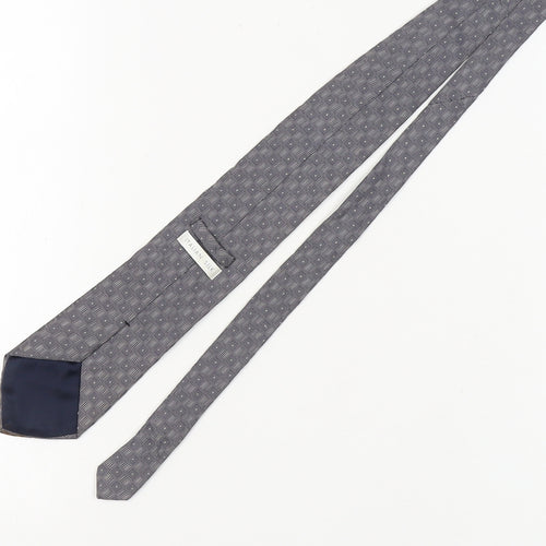 Marks and Spencer Men's Grey Silk Tie Geometric Pattern