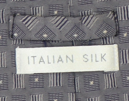 Marks and Spencer Men's Grey Silk Tie Geometric Pattern