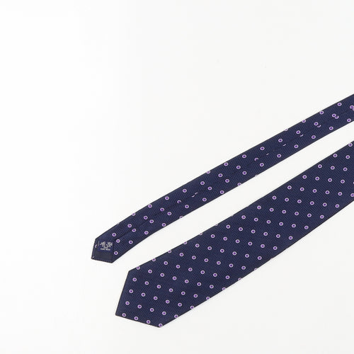 Dehavilland Men's Blue Polka Dot Silk Tie