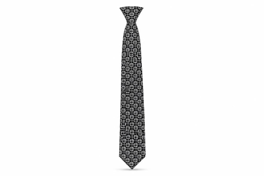 Front view of Pierre Cardin Black Geometric Silk Men's Tie