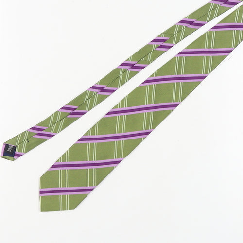 Ben Sherman Men's Green Striped Silk Tie