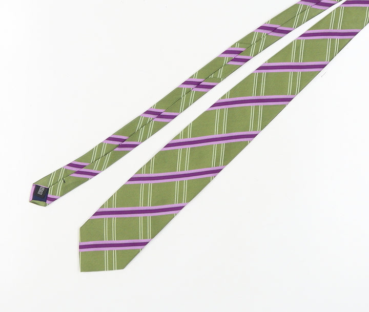 Ben Sherman Men's Green Striped Silk Tie