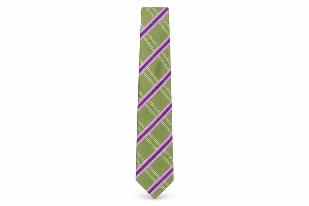 Front view of Ben Sherman Men's Green Striped Silk Tie