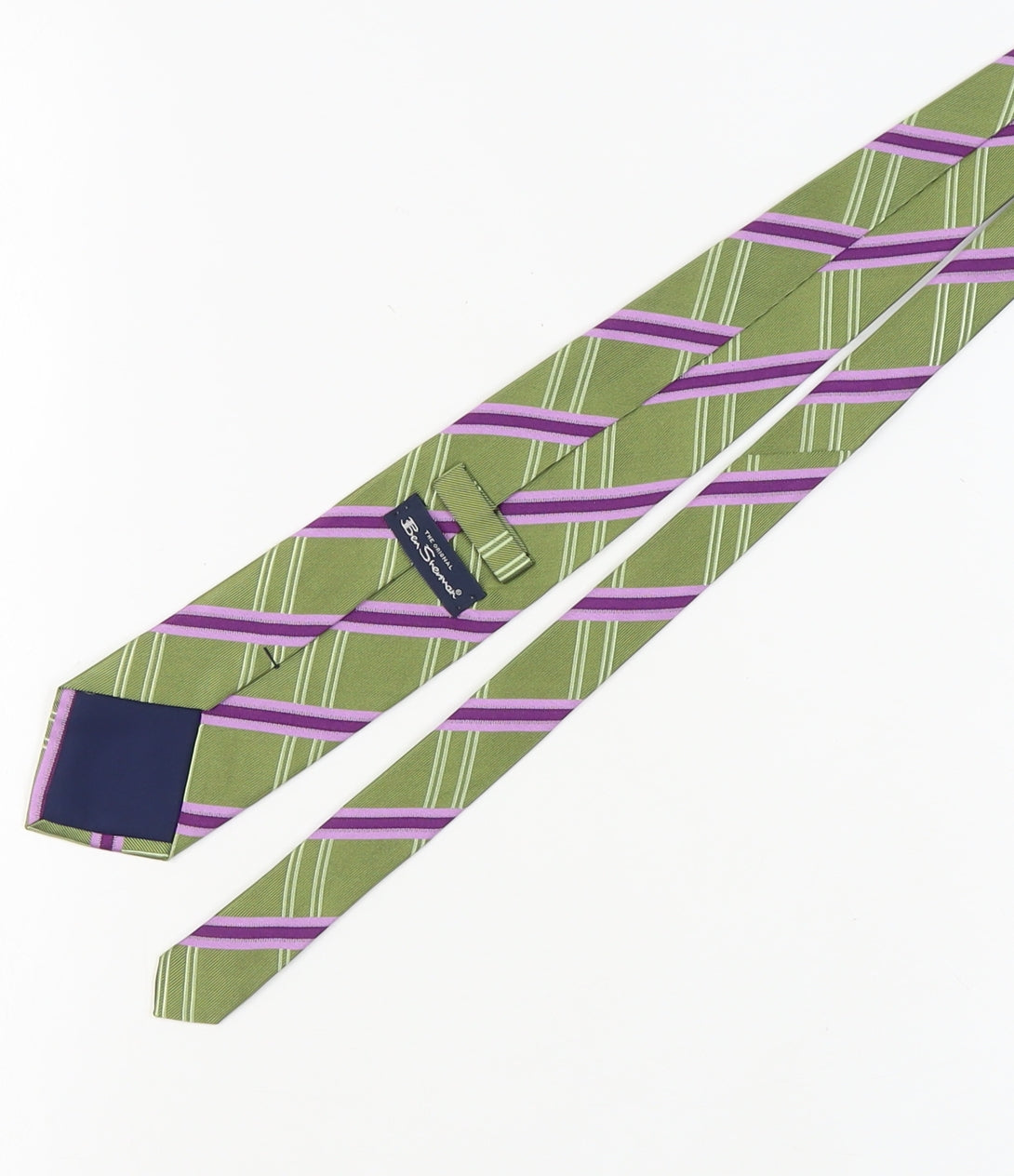 Ben Sherman Men's Green Striped Silk Tie