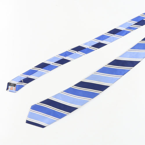 Jeff Banks Men's Blue Striped Silk Designer Tie