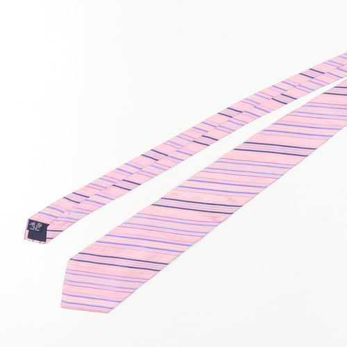 Dehavilland Men's Pink Striped Silk Handmade Tie