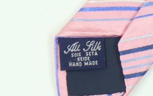 Dehavilland Men's Pink Striped Silk Handmade Tie