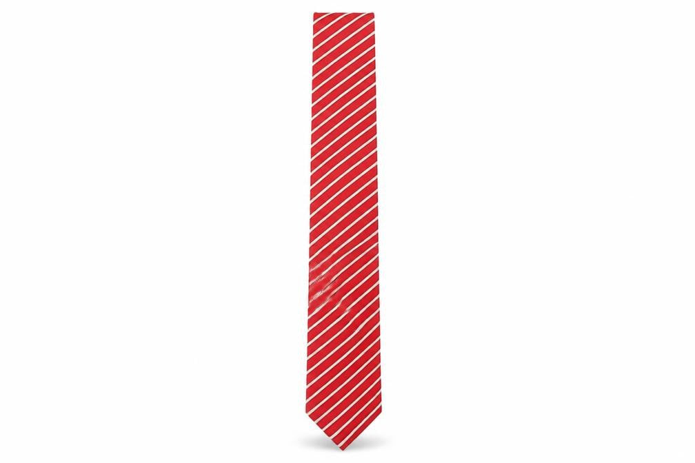 Front view of Charles Tyrwhitt Men’s Red Striped Silk Tie