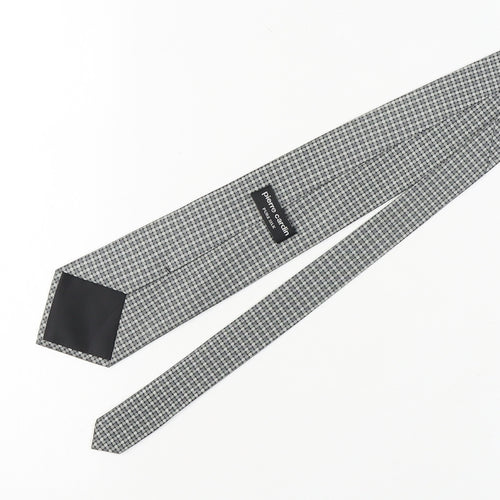 Pierre Cardin Men's Grey Checked Silk Designer Tie