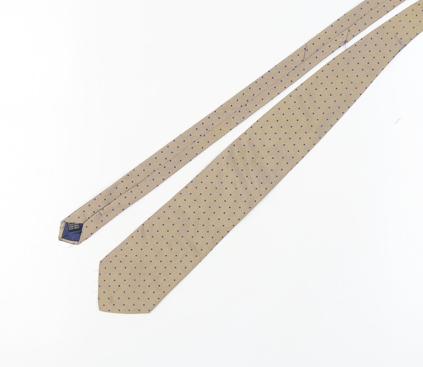 Baumler Men's Beige Polka Dot Silk Tie