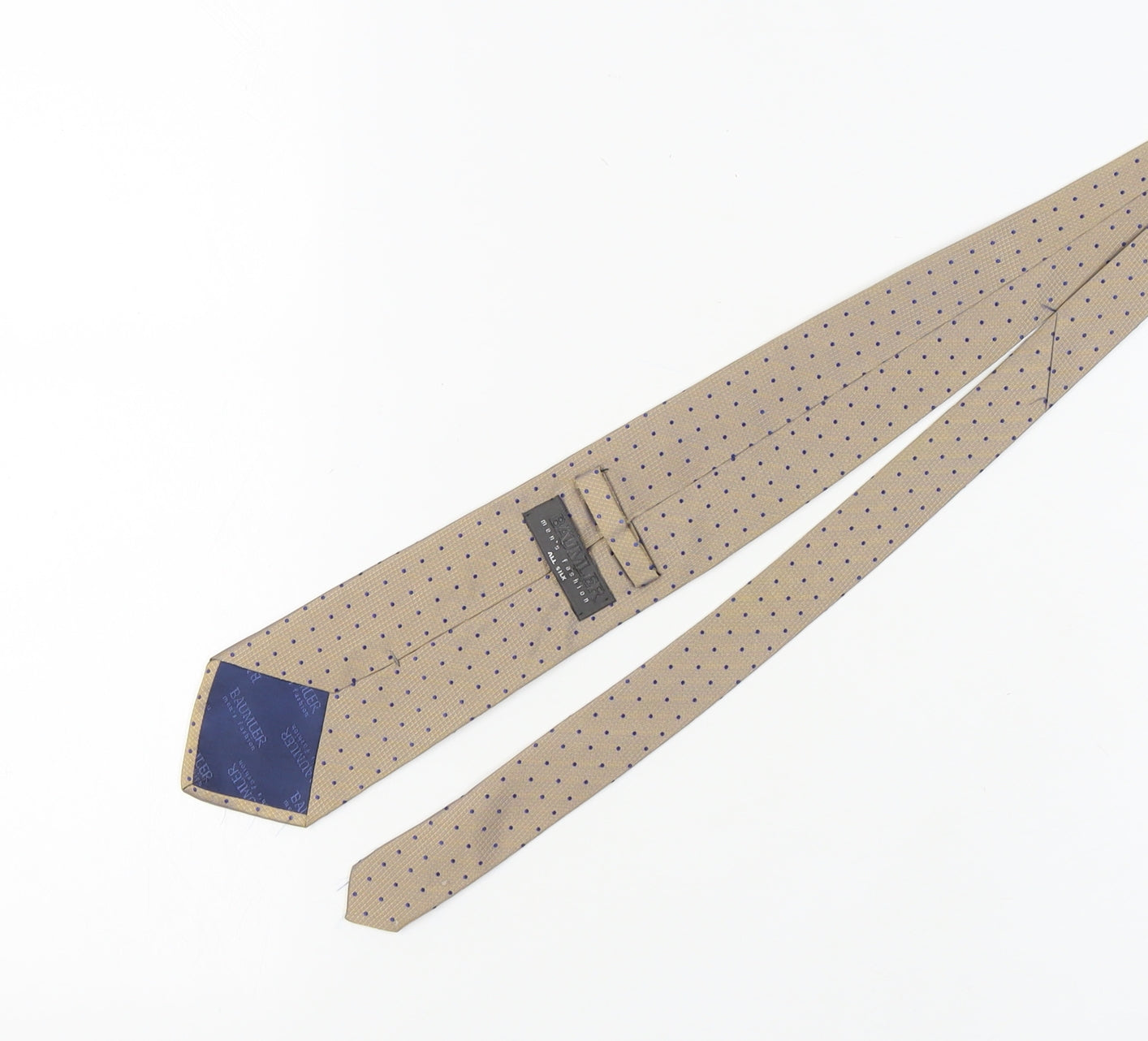 Baumler Men's Beige Polka Dot Silk Tie