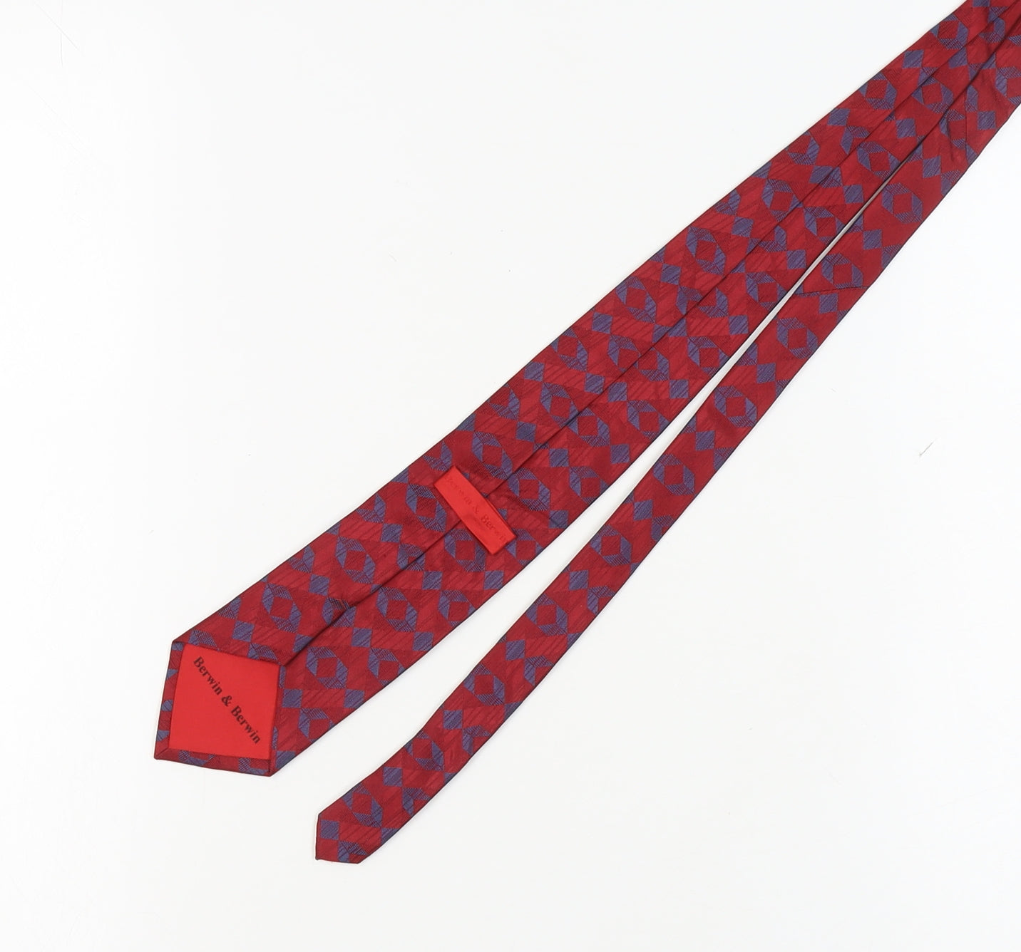 Berwin & Berwin Men's Red Geometric Silk Tie