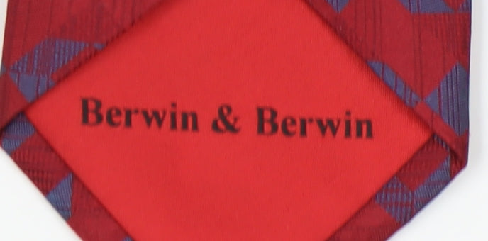 Berwin & Berwin Men's Red Geometric Silk Tie