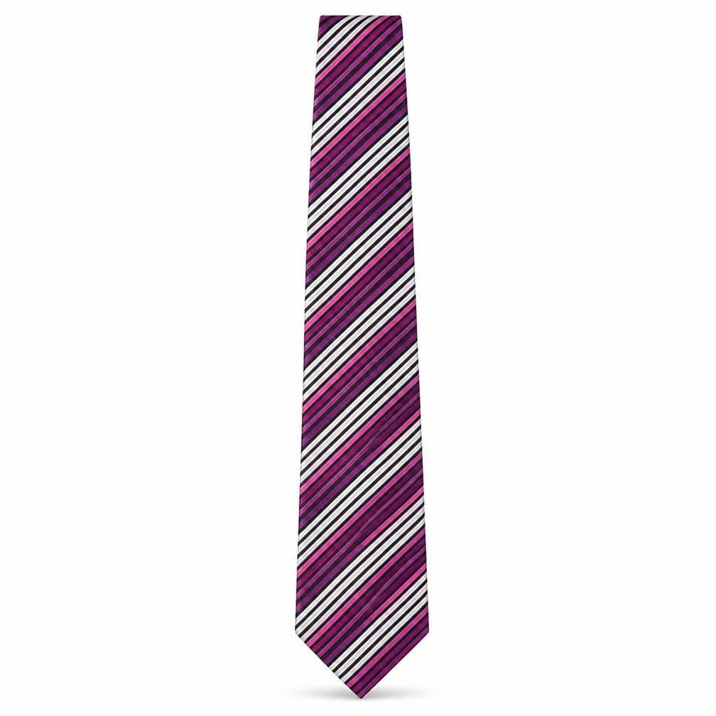Front view of Hathaway Men's Pink Striped Silk Tie