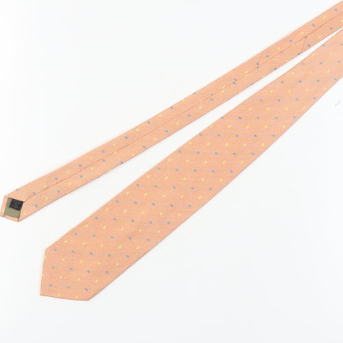 Austin Reed Men's Orange Polka Dot Silk Cotton Tie