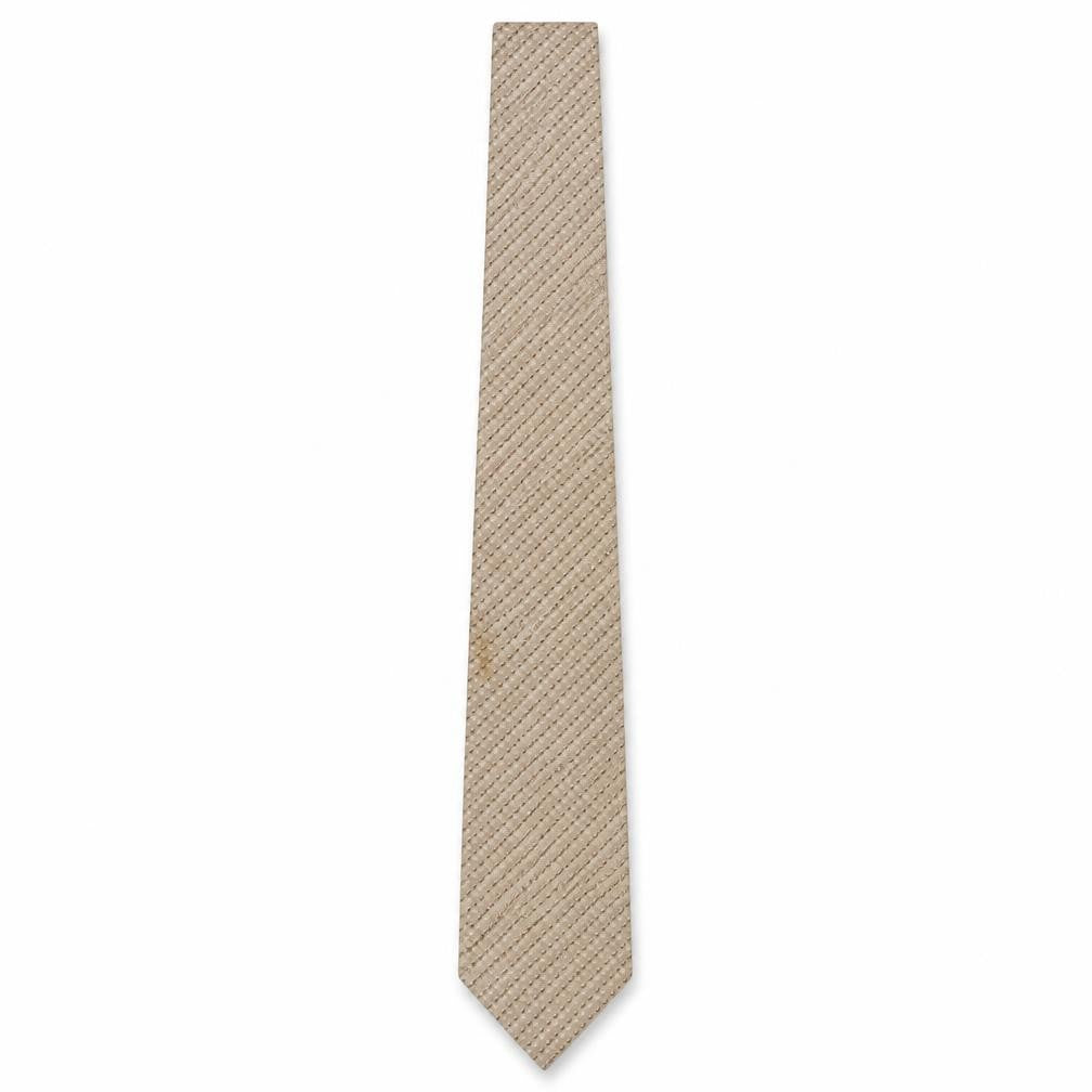 Front view of Ben Sherman Men's Beige Silk Geometric Pattern Tie