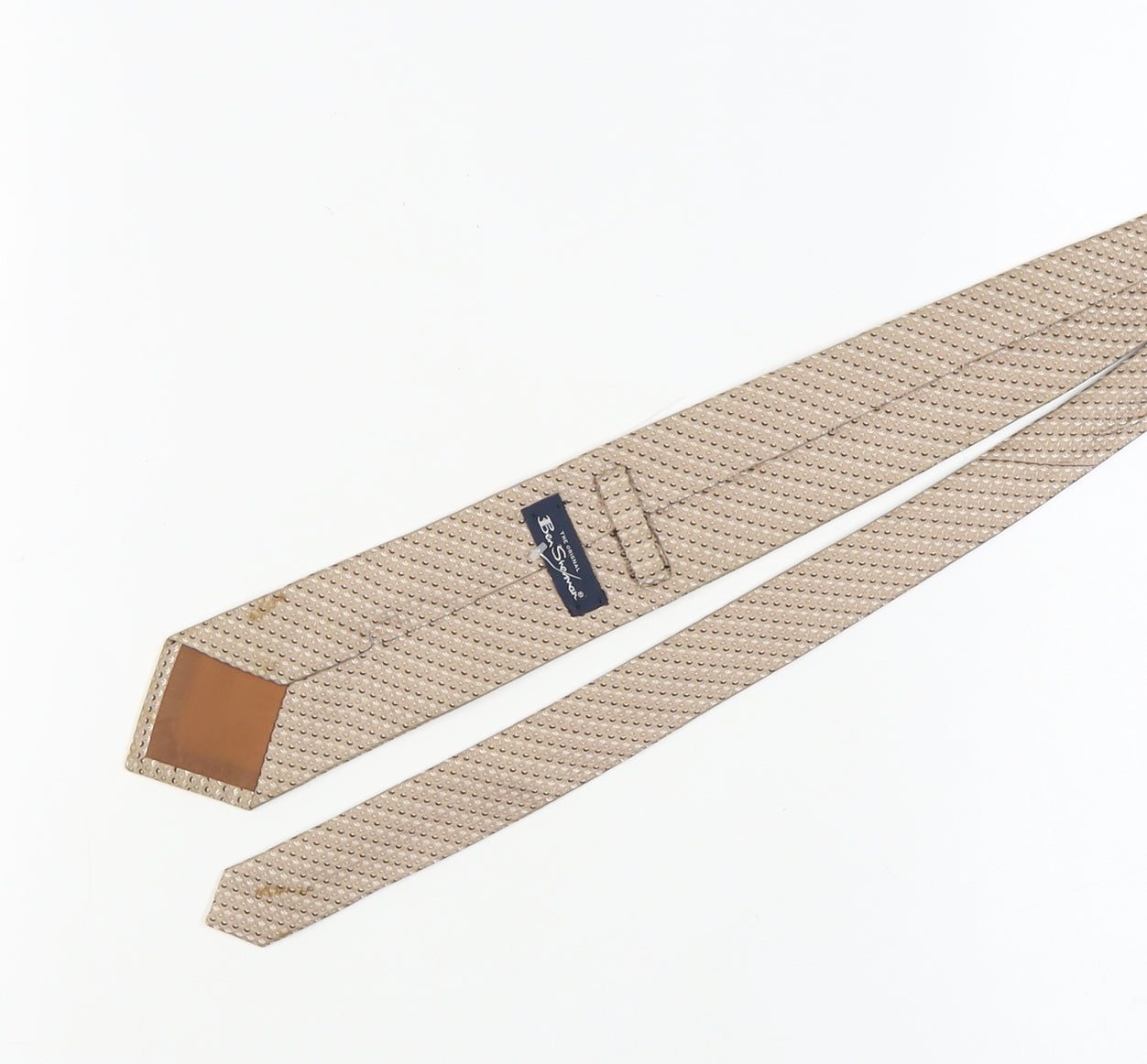 Ben Sherman Men's Beige Silk Geometric Pattern Tie
