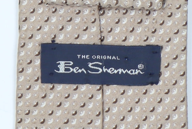 Ben Sherman Men's Beige Silk Geometric Pattern Tie