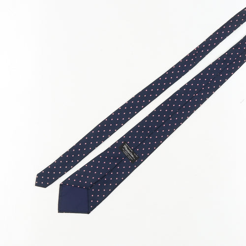 F T Lewin & Sons Mens Blue Silk Polka Dot Tie