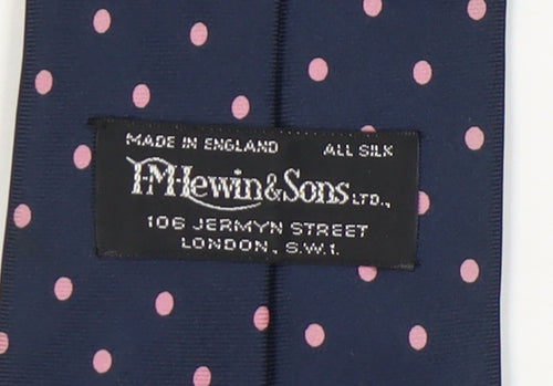 F T Lewin & Sons Mens Blue Silk Polka Dot Tie