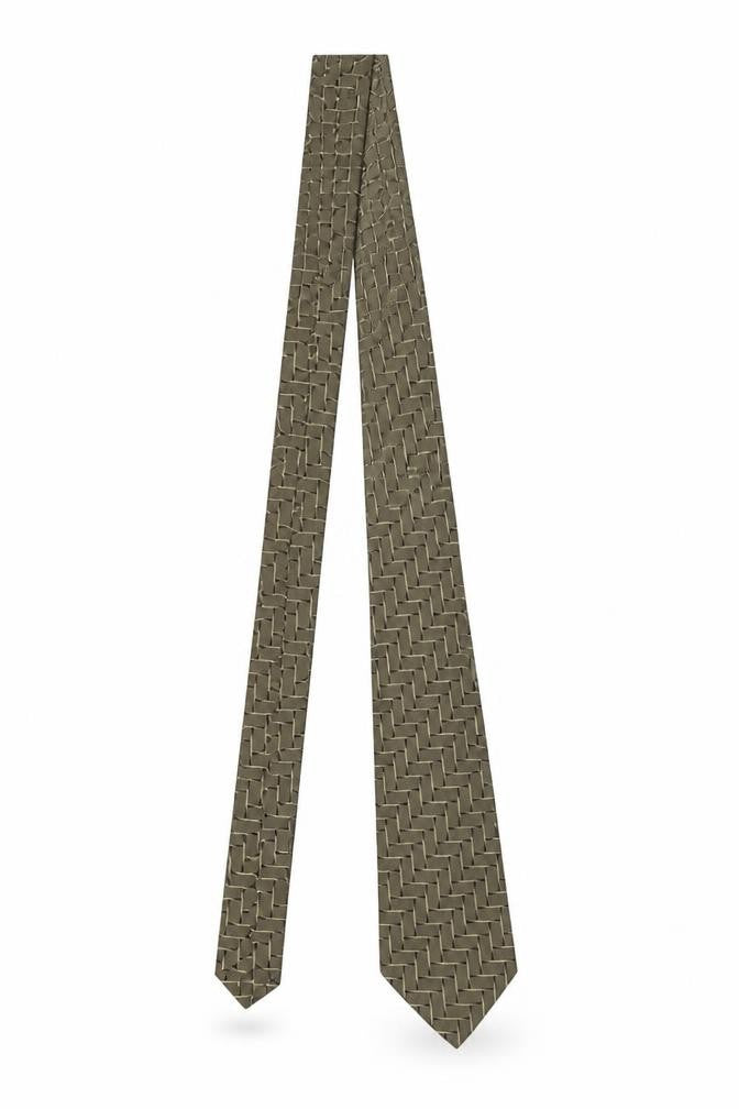 Front view of Bäumler Men's Bronze Geometric Silk Tie One Size