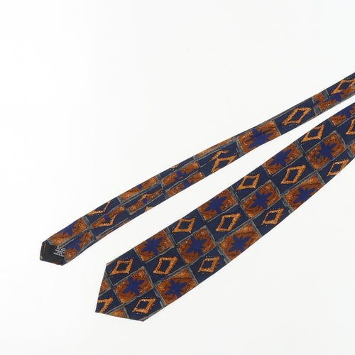 Hugo Boss Men's Blue Brown Geometric Silk Tie