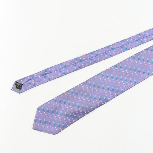 Ted Baker Men's Purple Polka Dot Silk Designer Tie