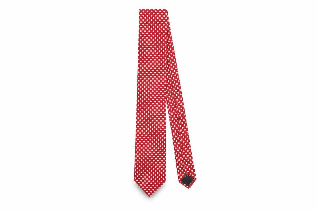 Front view of Jasper Conran Men's Red Polka Dot Silk Tie