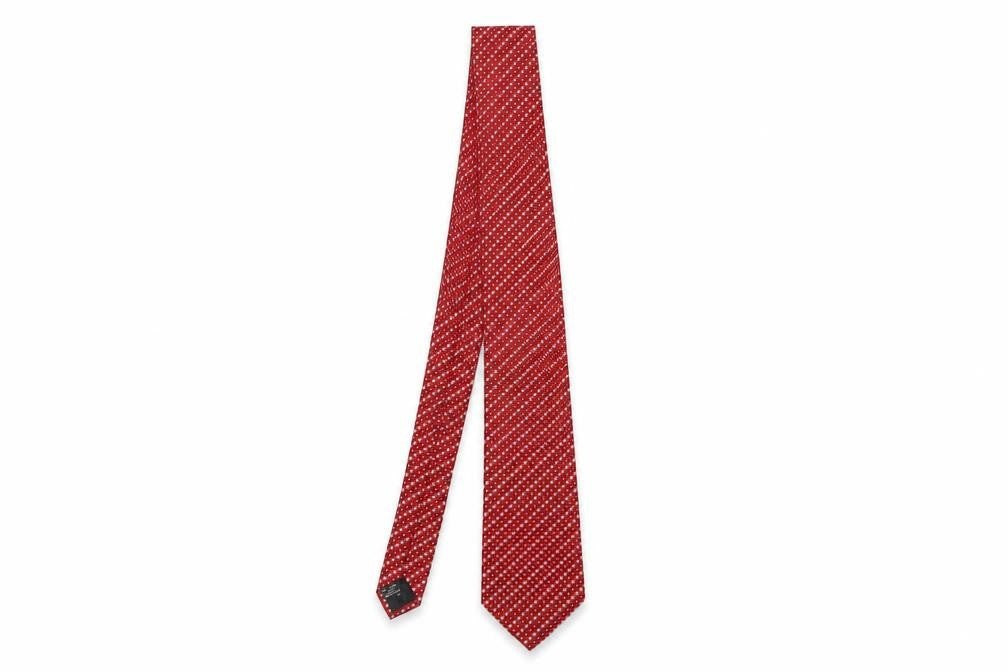 Front view of Van Heusen Men's Red Silk Polka Dot Tie