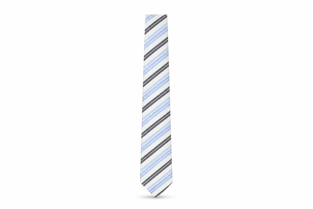 Front view of Dehavilland Men's Blue Striped Silk Tie