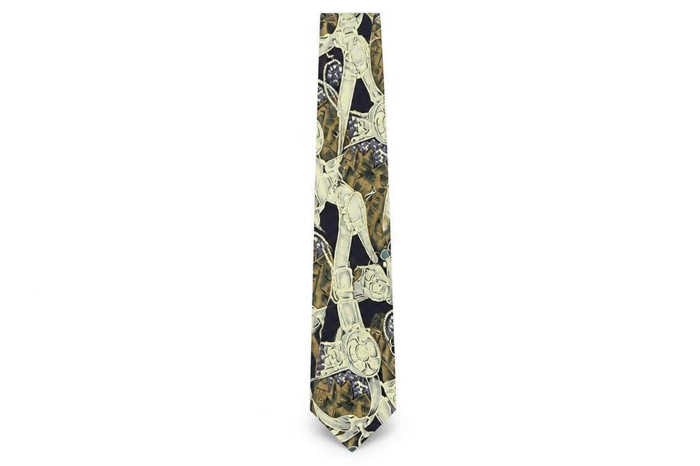 Front view of René Chagal Men's Multicoloured Silk Tie, Geometric Pattern