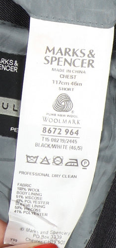 Marks and Spencer Men's Black & White Blazer Size 46/S