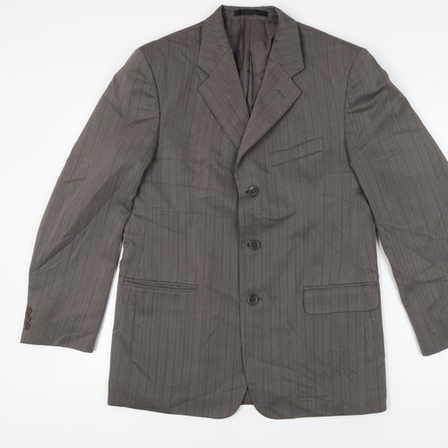 Zantos Men's Brown Grey Striped Blazer, Size 40, Jacket Style