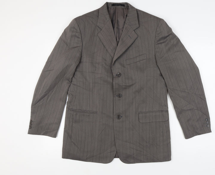Zantos Men's Brown Grey Striped Blazer, Size 40, Jacket Style