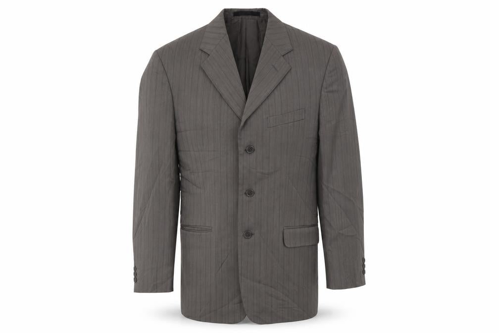 Front view of Zantos Men's Brown Grey Striped Blazer, size 40, Jacket Style
