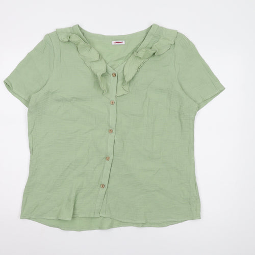 Damart Women’s Green Button-Up Ruffle Top Size 18
