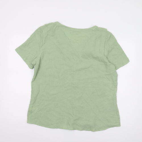 Damart Women’s Green Button-Up Ruffle Top Size 18
