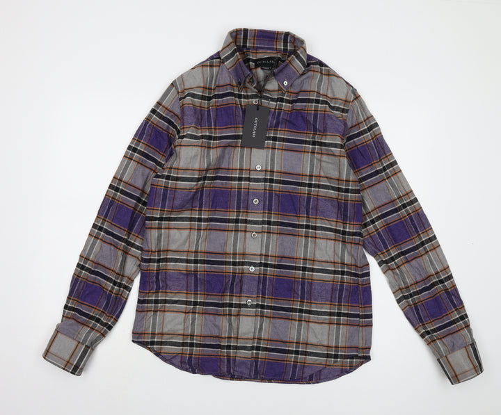 Outclass Men's Grey Plaid Long Sleeve Shirt M