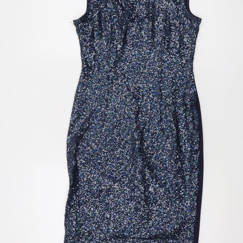 New Look Women’s Blue Sequin Sheath Dress, Size 10