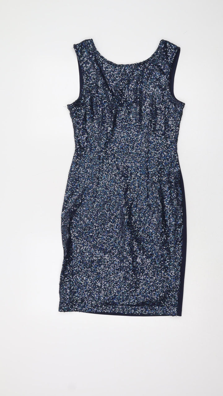 New Look Women’s Blue Sequin Sheath Dress, Size 10