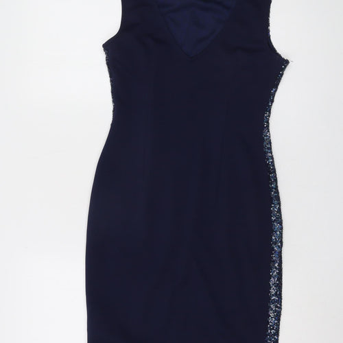 New Look Women’s Blue Sequin Sheath Dress, Size 10